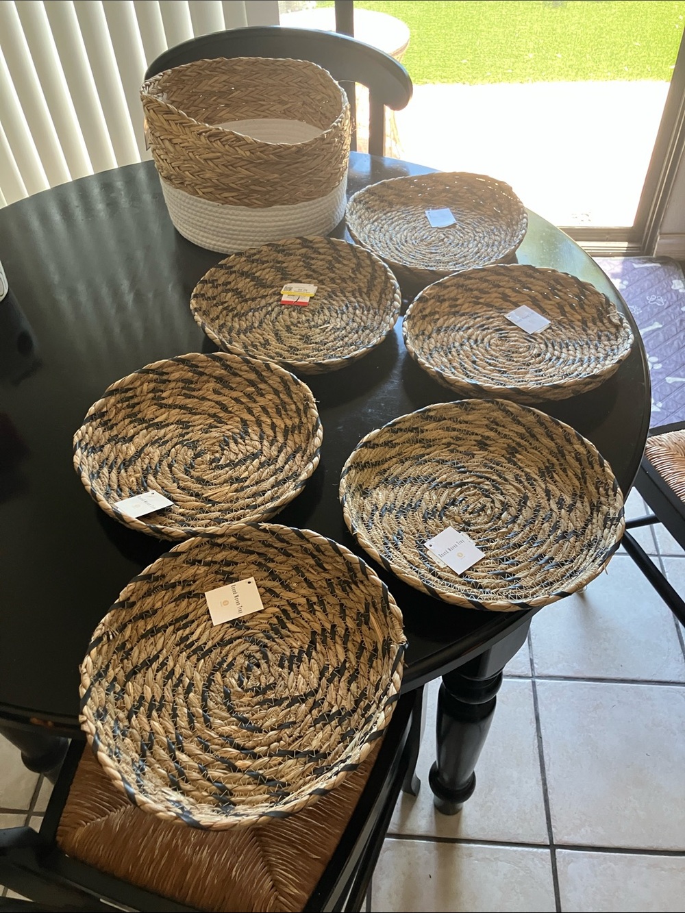 Threshold Handwoven Seagrass Serving Baskets in Natural and Black